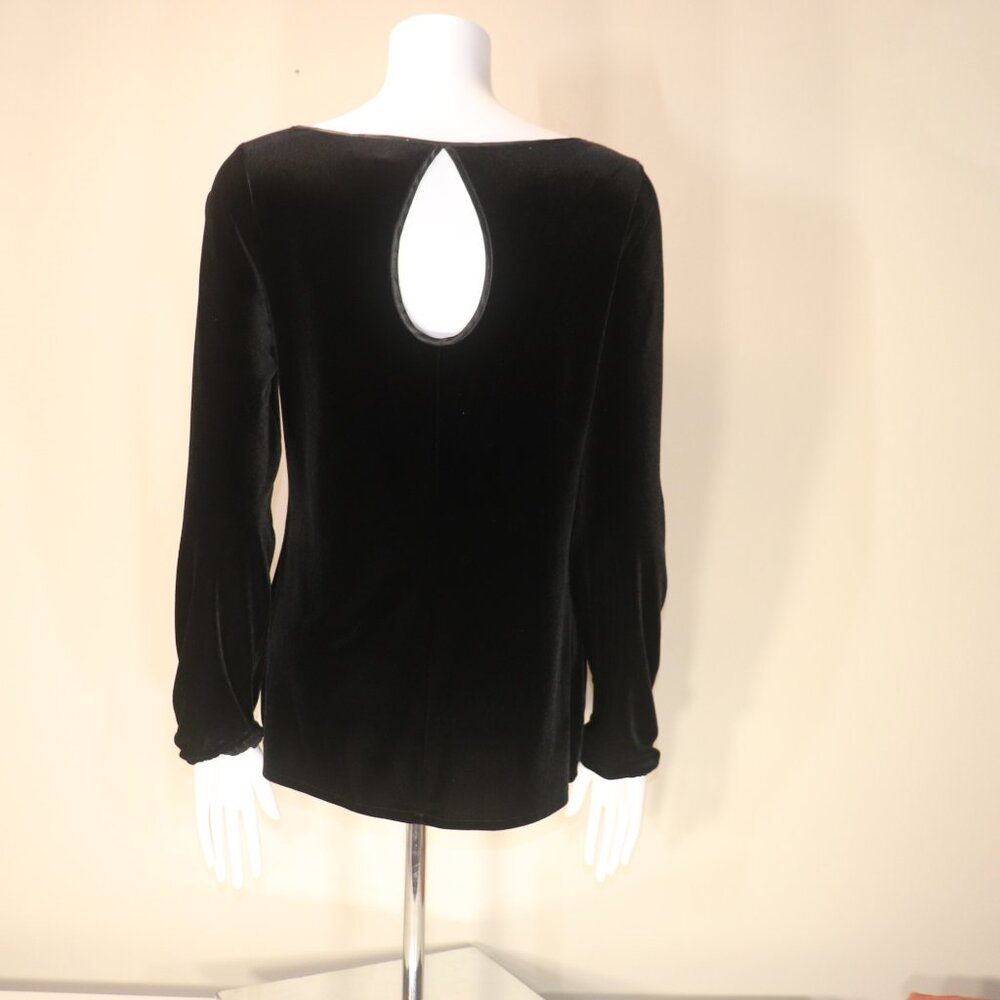 Laundry By Shelli Segal Black Velvet Shirt Size Small - Picture 3 of 11